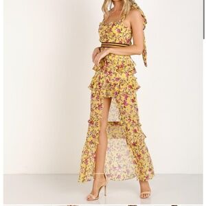 For Love & Lemons Maison Maxi Dress Yellow Floral